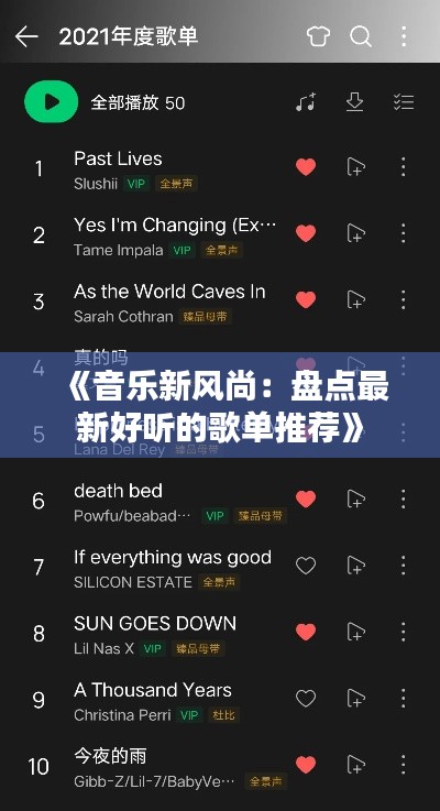 《音乐新风尚:盘点最新好听的歌单推荐》