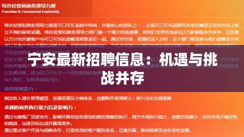 宁安最新招聘信息:机遇与挑战并存
