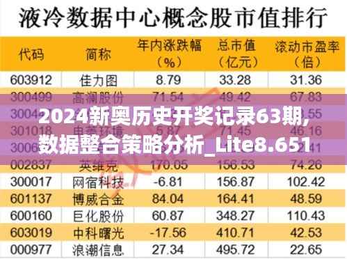 2024新奥历史开奖记录63期,数据整合策略分析_Lite8.651