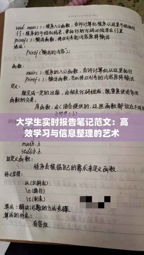 大学生实时报告笔记范文:高效学习与信息整理的艺术