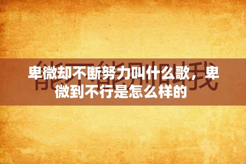 卑微却不断努力叫什么歌,卑微到不行是怎么样的