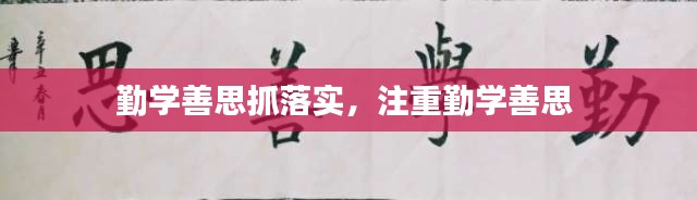 勤学善思抓落实,注重勤学善思